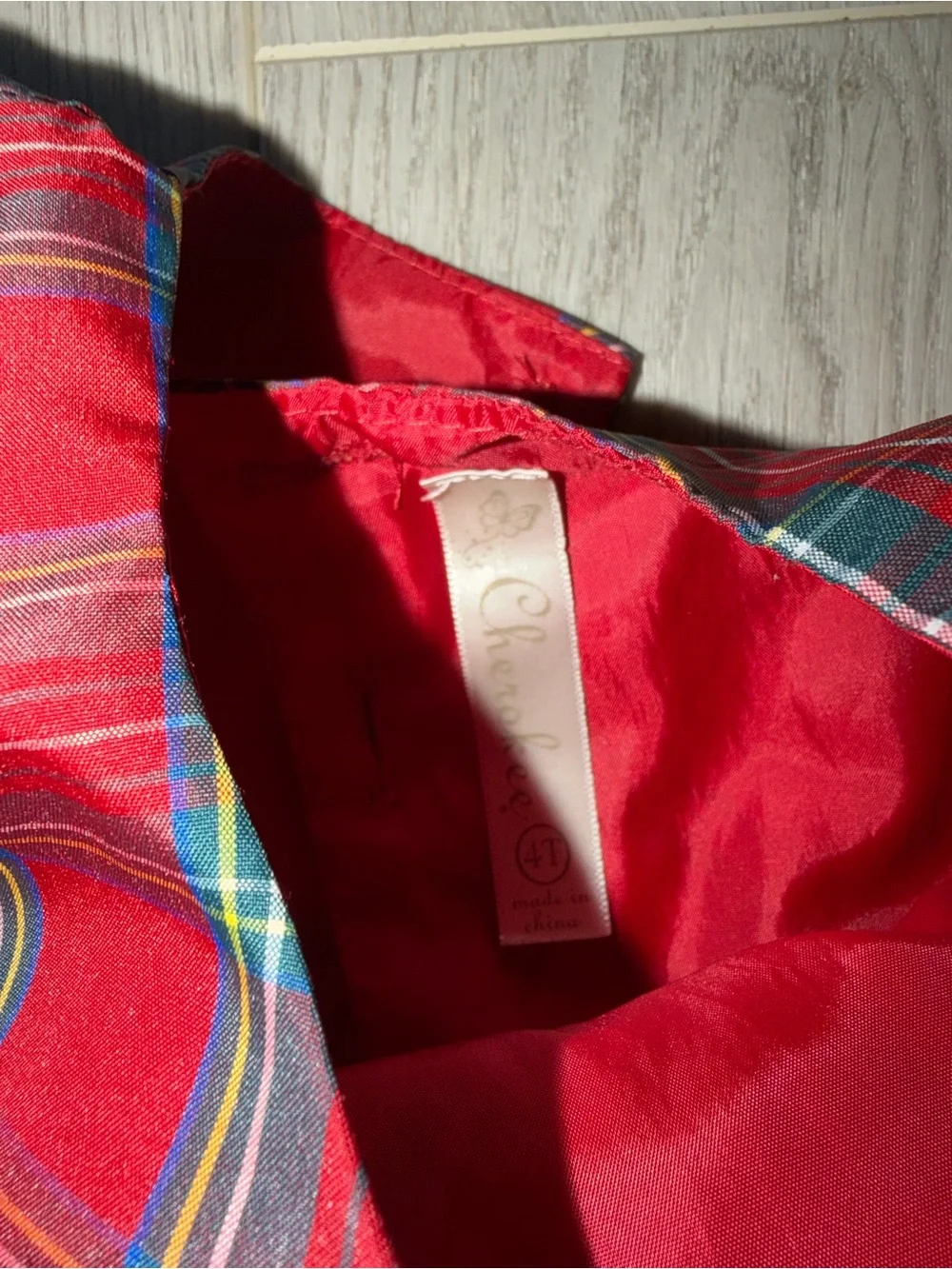 Cherokee Red Plaid Holiday Dress with Black Sash